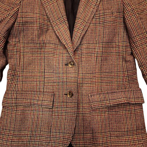 Vintage Villager Blazer Womens Size 12 Brown Multi Union Made Rich Wool Blend - Picture 2 of 7
